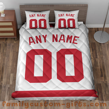 Custom Quilt Sets Detroit Jersey Personalized Ice hockey Premium Quilt Bedding for Men Women
